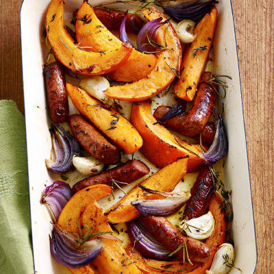 roasted pumpkin with merguez from the oven