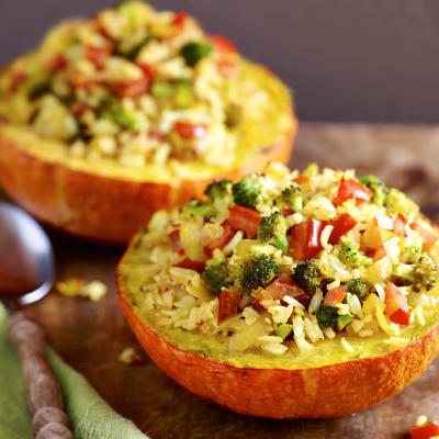 pumpkin filled with indian rice