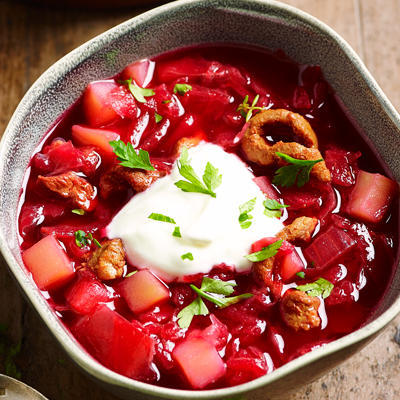 russian sourdough soup with beetroot