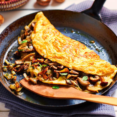 omelette filled with mushrooms
