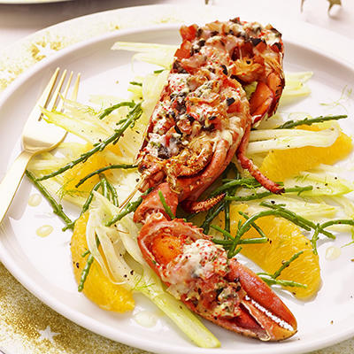 gratinated lobster with tomato and tarragon
