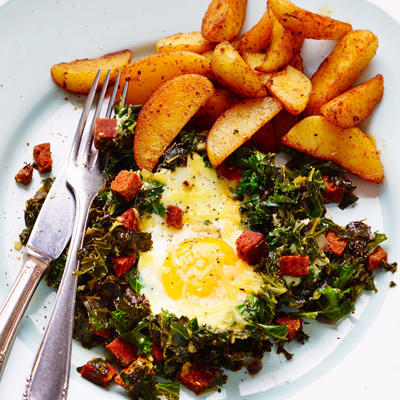 braised kale with egg