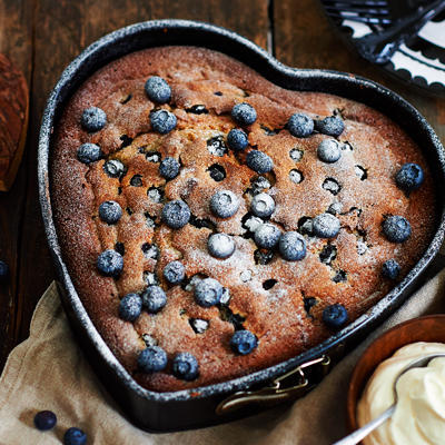 Finnish sour cream cake with blueberries