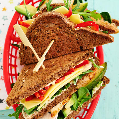 club sandwich with chicken and avocado