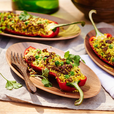 pointed peppers stuffed with minced meat and spicy couscous