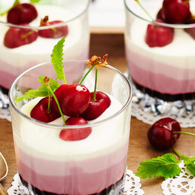 cherry yogurt pannacotta
