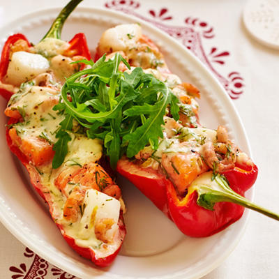 stuffed peppers with fish and shrimps