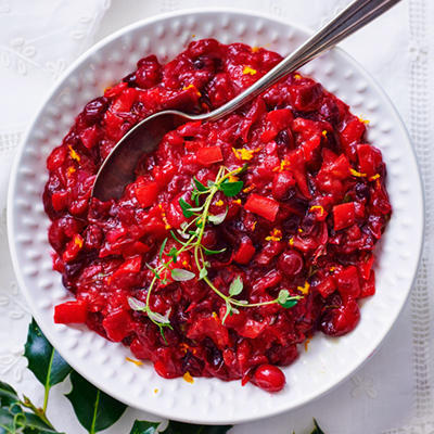 cranberry chutney with sweet pointed pepper
