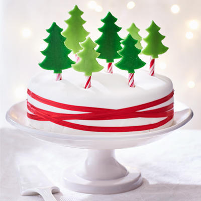Christmas cake with Christmas trees