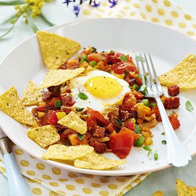 mexican eggs with taco chips
