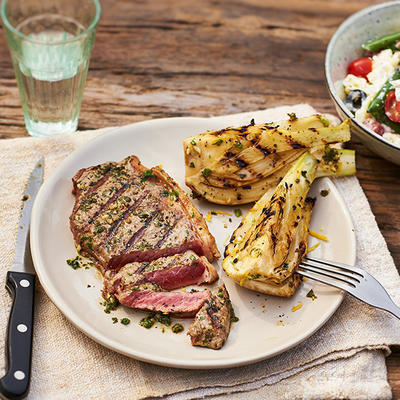 sirloin steak with garden herbs marinade