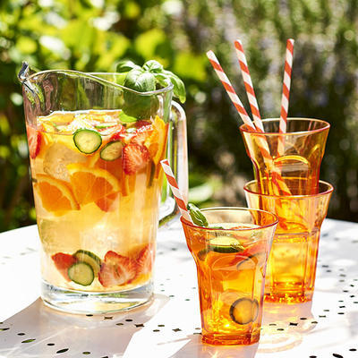 iced tea with cucumber and basil