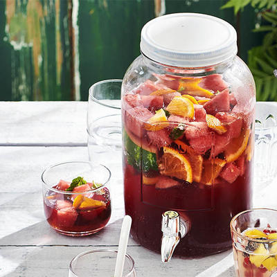 sangria with watermelon and fresh mint