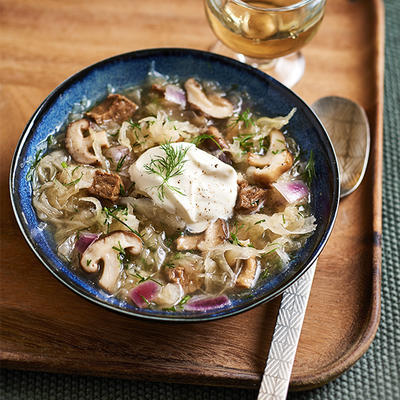 sauerkraut soup with shiitakes