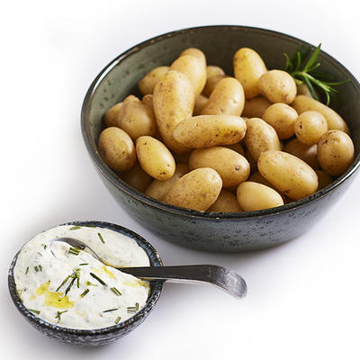 baby potatoes with herb sauce