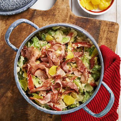 endive stew with ham and tomato