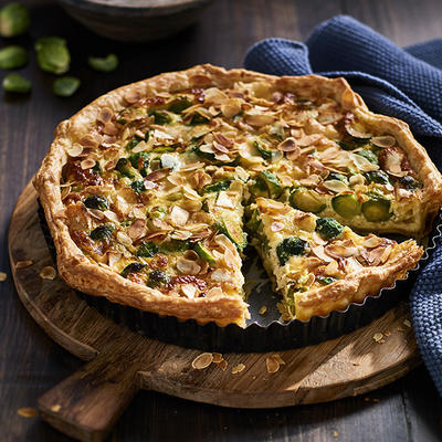 quiche with sprouts and brie
