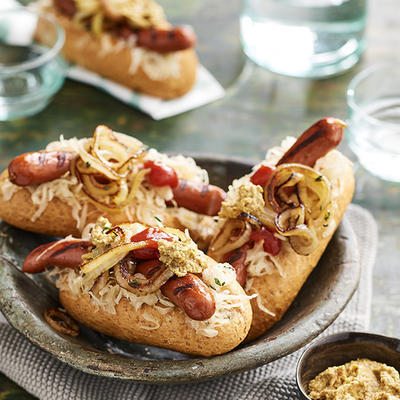 wintry hot dogs
