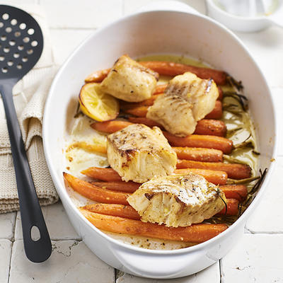 roasted carrots with cod fillet