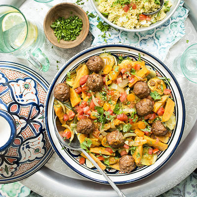 tagine with vegetables and meatballs