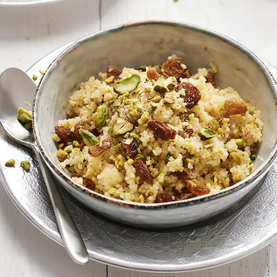 sweet couscous with raisins and pistachio nuts