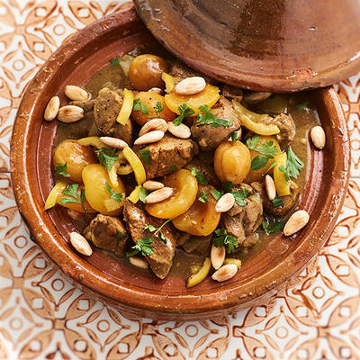 tagine with fresh apricots