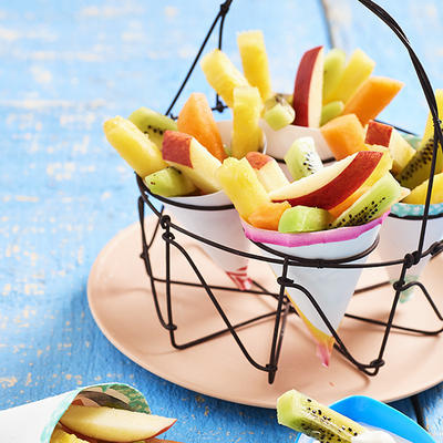 cone bags with fruit fries