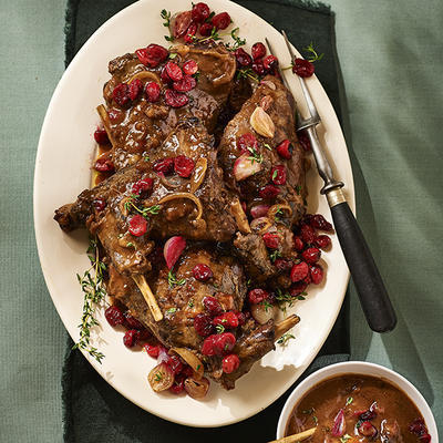 braised hare with roasted cranberries