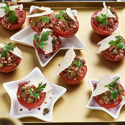 tomatoes filled with steak tapenade