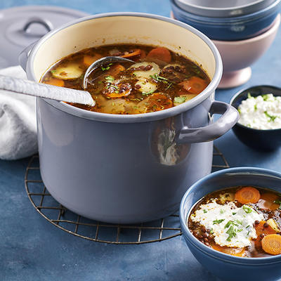lentil soup with hüttenkäse