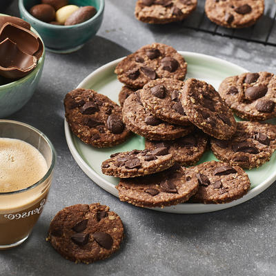 chocolate Easter cookies with Easter eggs