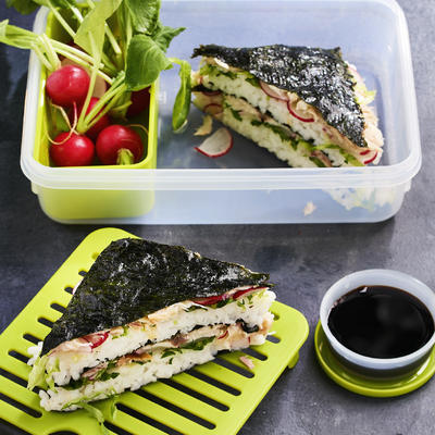 sushi sandwich with smoked fish