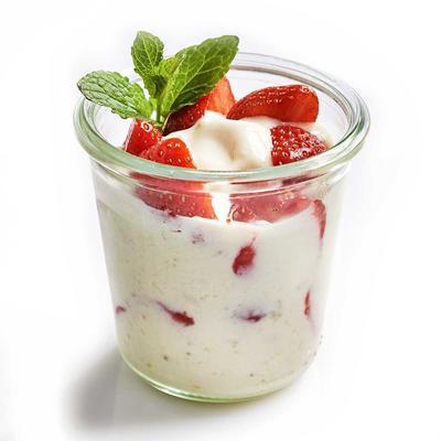 frozen banana yogurt and strawberries
