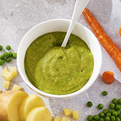 baby snack potato, carrot and peas
