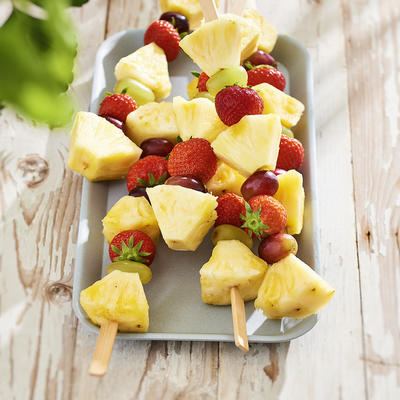 pineapple skewers with grapes and strawberries