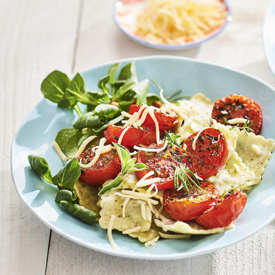 ravioli with grilled tomatoes