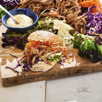 pulled-pork board with coleslaw