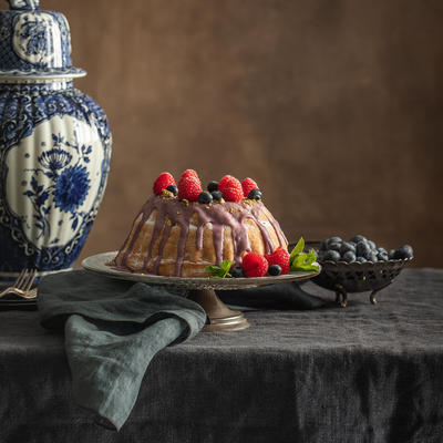 turban with blueberry glaze