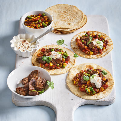 beef tacos with bean stew