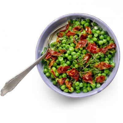 peas with pancetta in tiger sauce