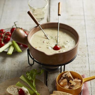 Italian cheese fondue with parmesan cheese and mozzarella