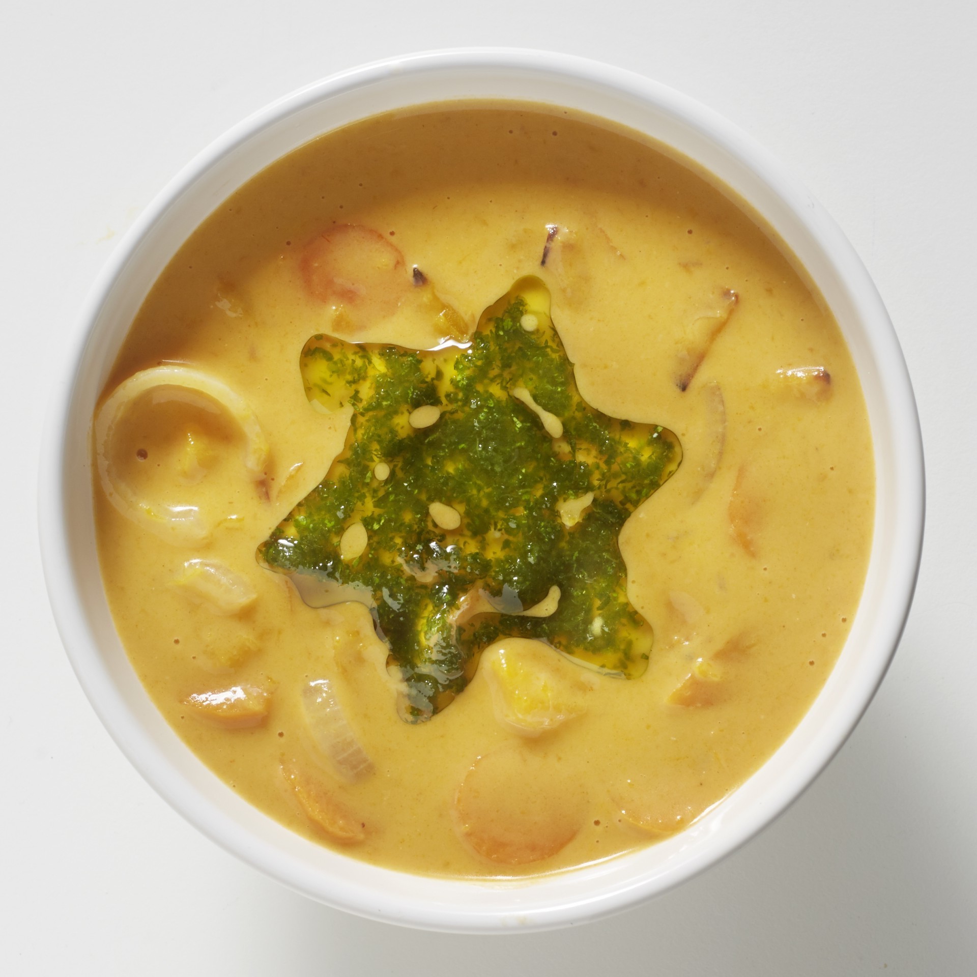 Carrot pumpkin soup with coriander oil Carrot pumpkin soup with coriander oil