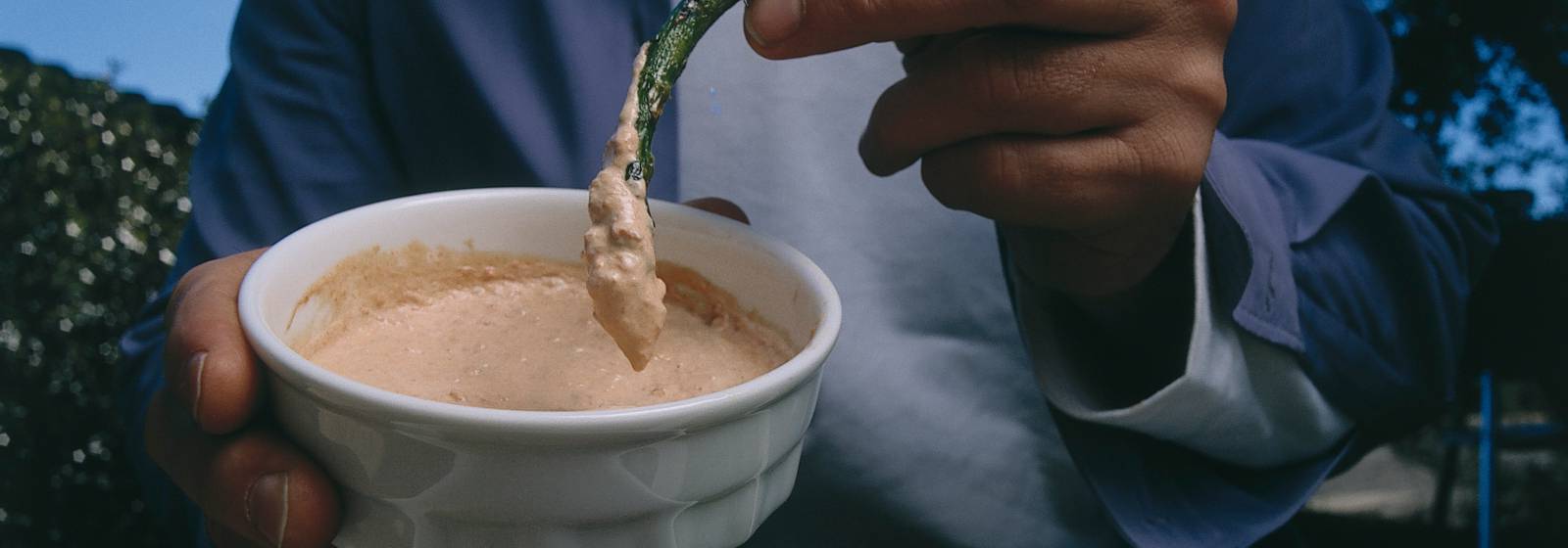 Asparagus with anchovy dip Asparagus with anchovy dip