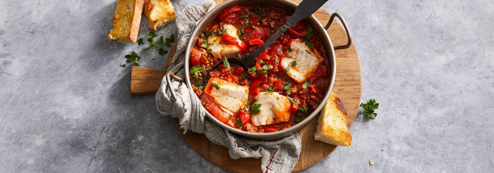 Spanish fish pan with lentils Spanish fish pan with lentils