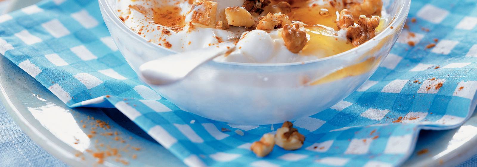Yiaoúrti me méli ke karídhia - Greek yogurt with honey and walnuts Yiaoúrti me méli ke karídhia - Greek yogurt with honey and walnuts