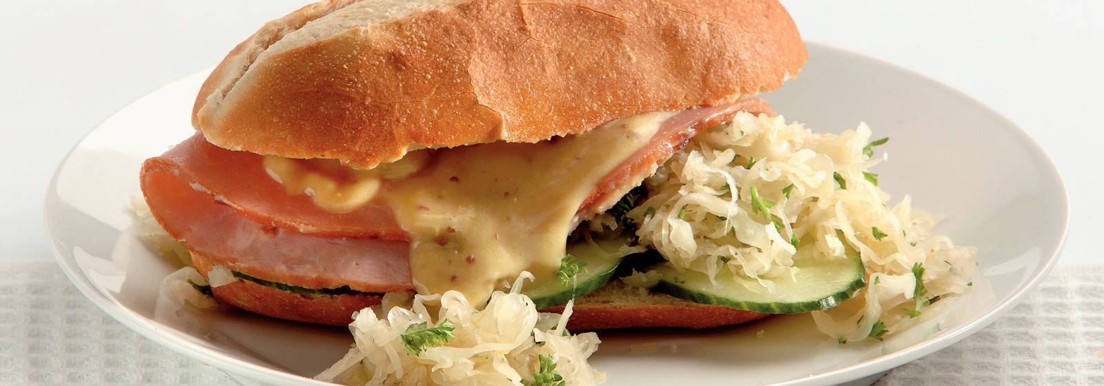 Roll of ham with hot sauerkraut Roll of ham with hot sauerkraut
