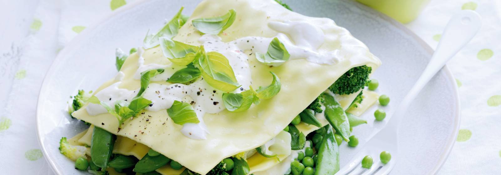 Open lasagna with green vegetables Open lasagna with green vegetables