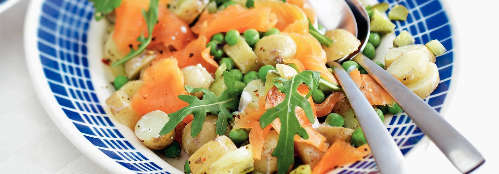 Lukewarm potato salad with smoked salmon Lukewarm potato salad with smoked salmon