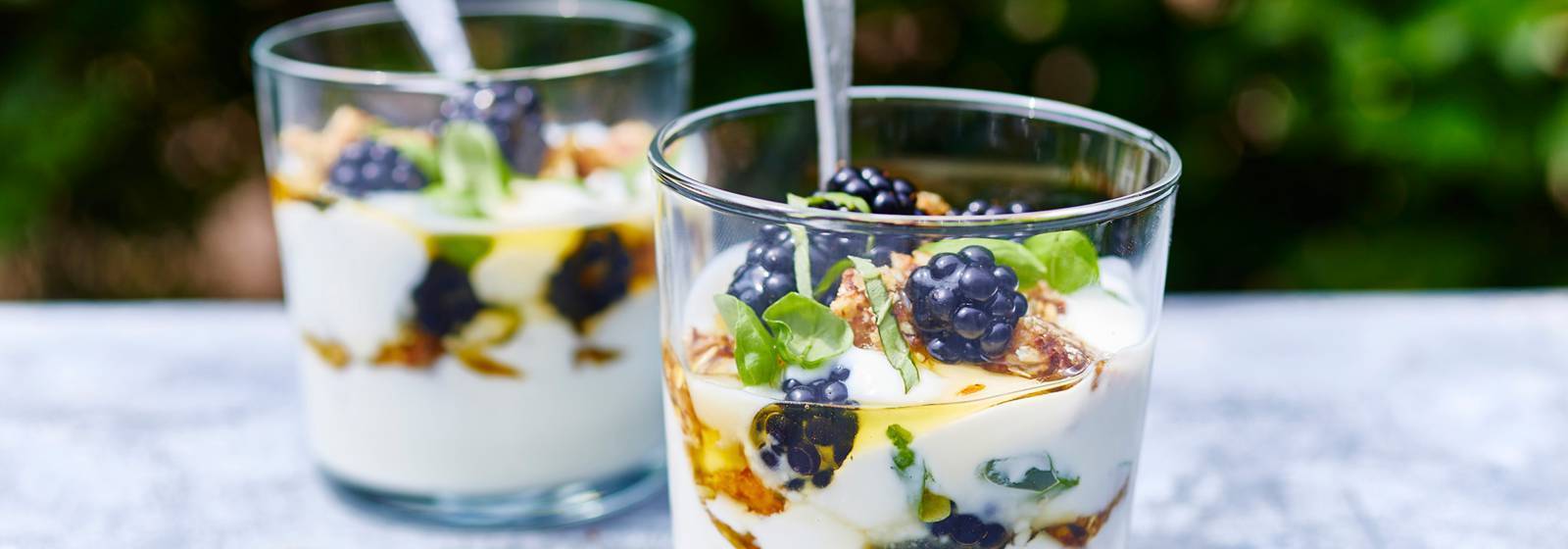 Kefir with blackberries and basil Kefir with blackberries and basil